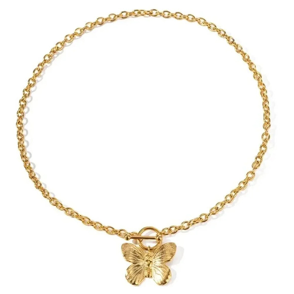 Butterfly 18K Gold Stainless Steel Waterproof Necklace - Picture 3 of 13